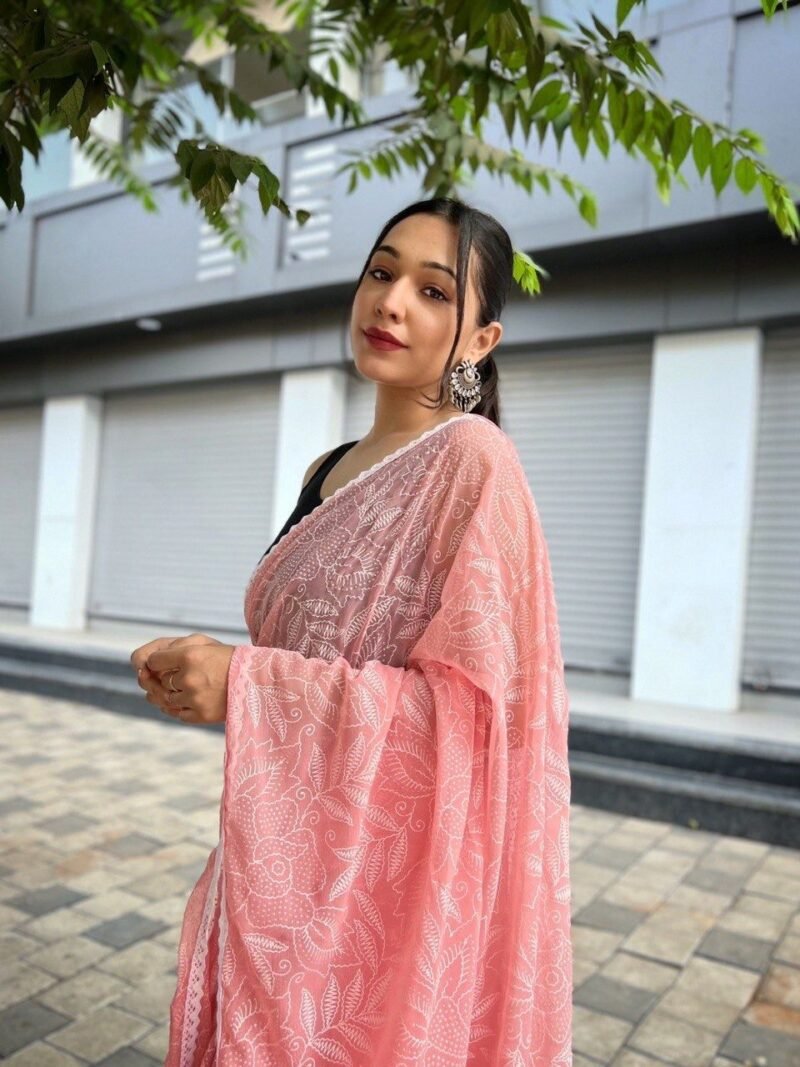 Soft Chiffon Saree with Chikankari Border