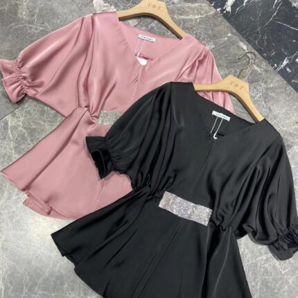Satin Ruffle Puff Sleeve Top for Women